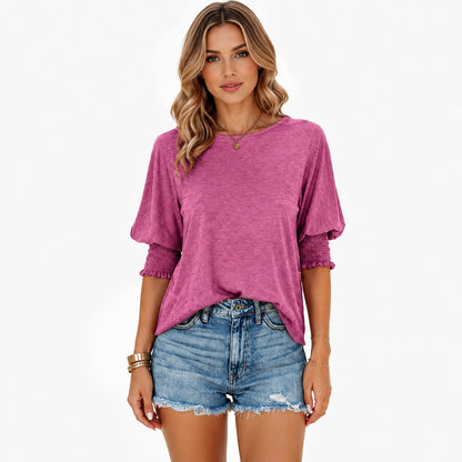 ⭐Women's 3/4 Sleeve Casual Tops – Super Soft Crewneck Blouse | Lightweight Summer Everyday Shirt