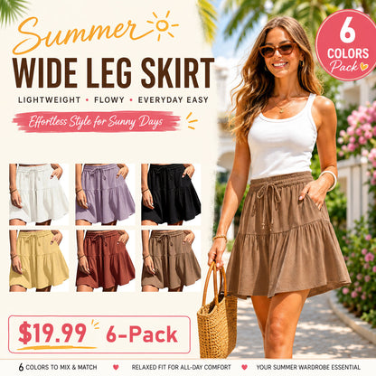 ☀️ Women's Linen Blend Wide Leg Culotte Shorts–Lightweight, Comfy & Flowy