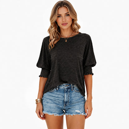 ⭐Women's 3/4 Sleeve Casual Tops – Super Soft Crewneck Blouse | Lightweight Summer Everyday Shirt