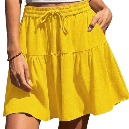 ☀️ Women's Linen Blend Wide Leg Culotte Shorts–Lightweight, Comfy & Flowy