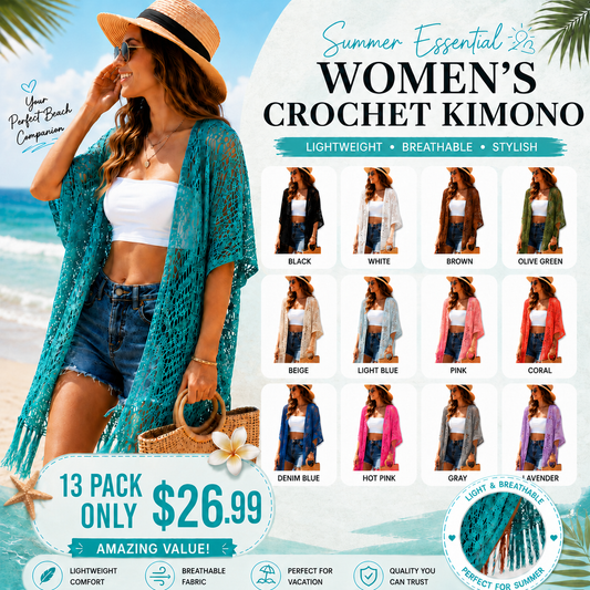 💖Women’s Oversized Knit Cardigan | Open Front Hollow Out Crochet Tassel Lightweight Summer Kimono