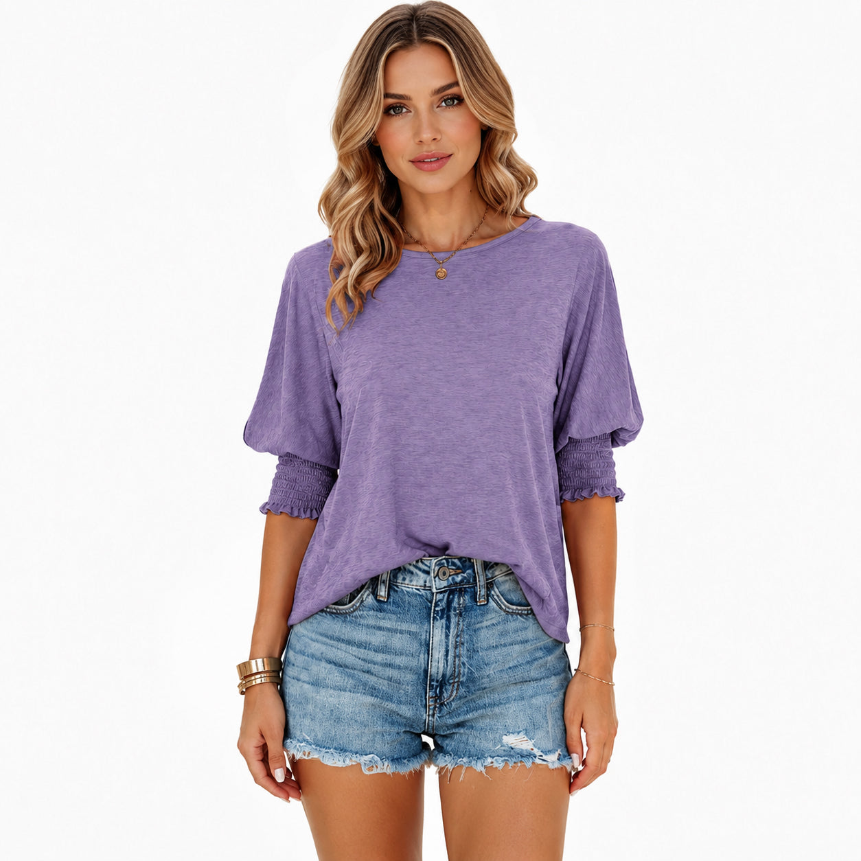 ⭐Women's 3/4 Sleeve Casual Tops – Super Soft Crewneck Blouse | Lightweight Summer Everyday Shirt