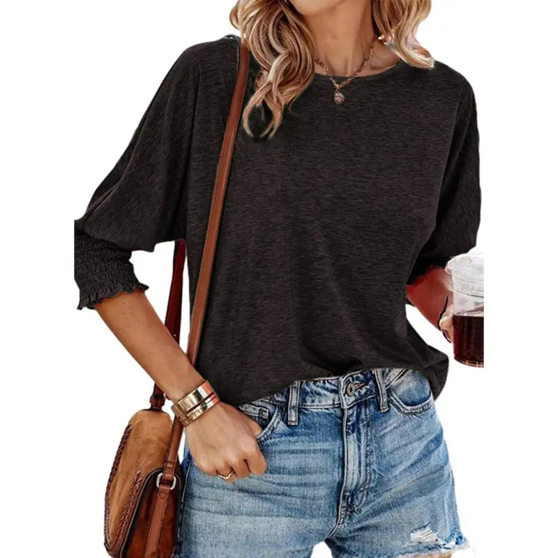 ⭐Women's 3/4 Sleeve Casual Tops – Super Soft Crewneck Blouse | Lightweight Summer Everyday Shirt