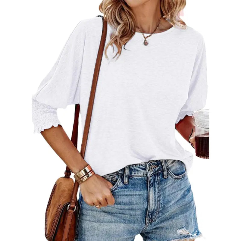 ⭐Women's 3/4 Sleeve Casual Tops – Super Soft Crewneck Blouse | Lightweight Summer Everyday Shirt
