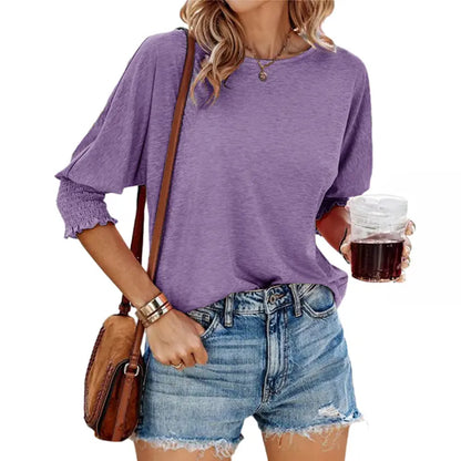 ⭐Women's 3/4 Sleeve Casual Tops – Super Soft Crewneck Blouse | Lightweight Summer Everyday Shirt